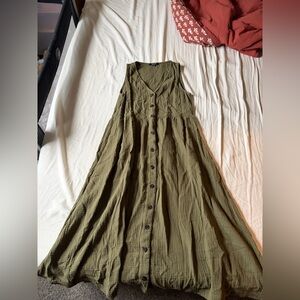 Madewell Olive Green Sleeveless Maxi Dress